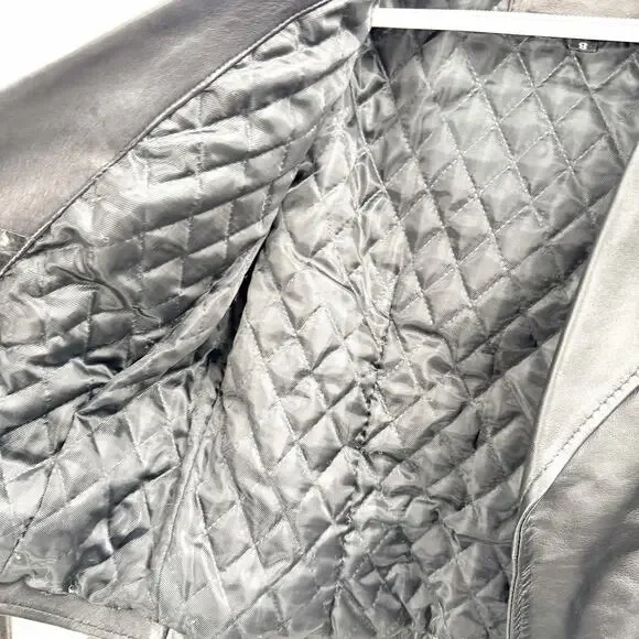 CARMAR Black Leather Cropped Moto Motorcycle Jacket Womens Size 8 - Picture 4 of 7